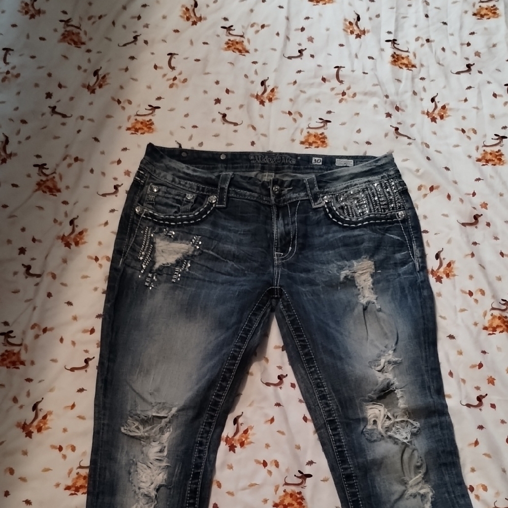 Miss Me Distressed Black and Gray Skinny Jeans